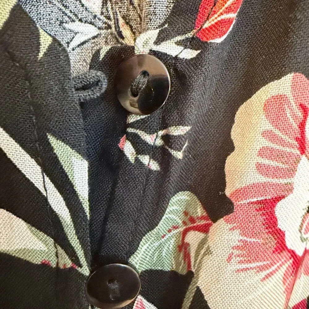 Rusttydustty Floral Boho Maxi Dress‎ Black Button Front XL Cottagecore Romantic - Picture 5 of 11